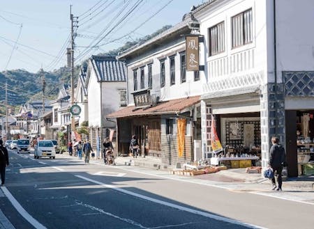 江戸時代から昭和初期の和風・洋風の建物が美しく調和して立ち並んでいます。