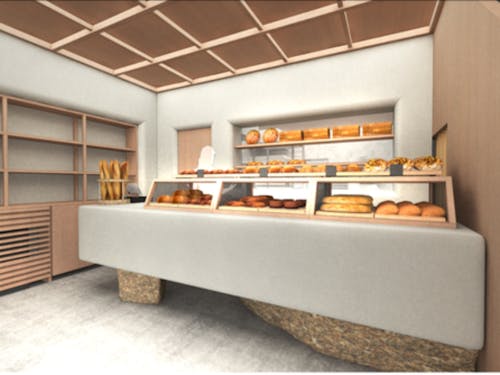 開業するパン屋の完成予定パース図。