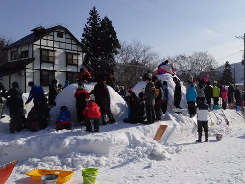 雪まつりの雪像づくりでは只高生が主戦力