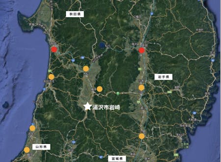 "東北のヘソ"と呼ばれる中央部に位置する湯沢市岩崎地区