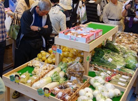 直売所に並ぶ野菜。新鮮なものが驚きの値段で手に入る。